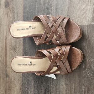 Montego Bay Club ladies brown wedge sandals size 6W
